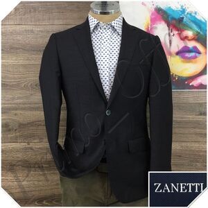 Zanetti Mens Blazer Sport Coat Two Button Casual Jacket Size 40R Gray Wool‎ Suit